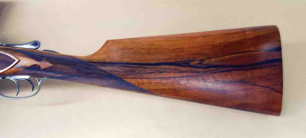 Gil’s A.H. Fox quail gun was stocked in the 1970s and hunted hard, but the stock is maintained.